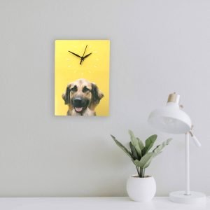 personalised wall clock with dog portrait