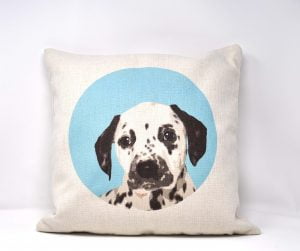 canvas cushion with icon style dog portrait