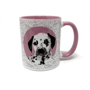 personalised dog mug in pink