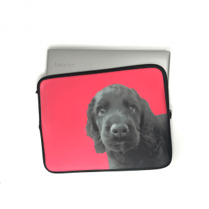 personalised laptop sleeve in neoprene with dog portrait