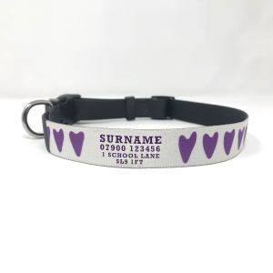 personalised dog collar with hearts