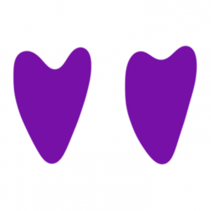 white with purple hearts