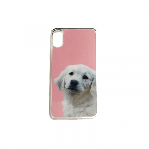 personalised phone case with dog portrait clear flexible plastic