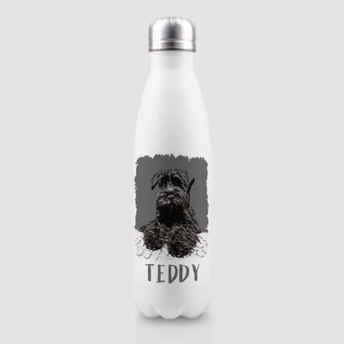 thermal drinks bottle with modern dog portrait