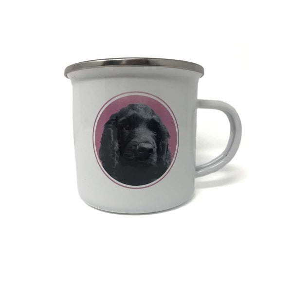 personalised enamel mug with dog portrait