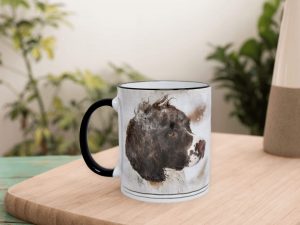 personalised dog mug with watercolour portrait