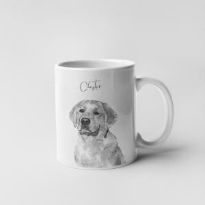 monochrome style personalised labrador mug