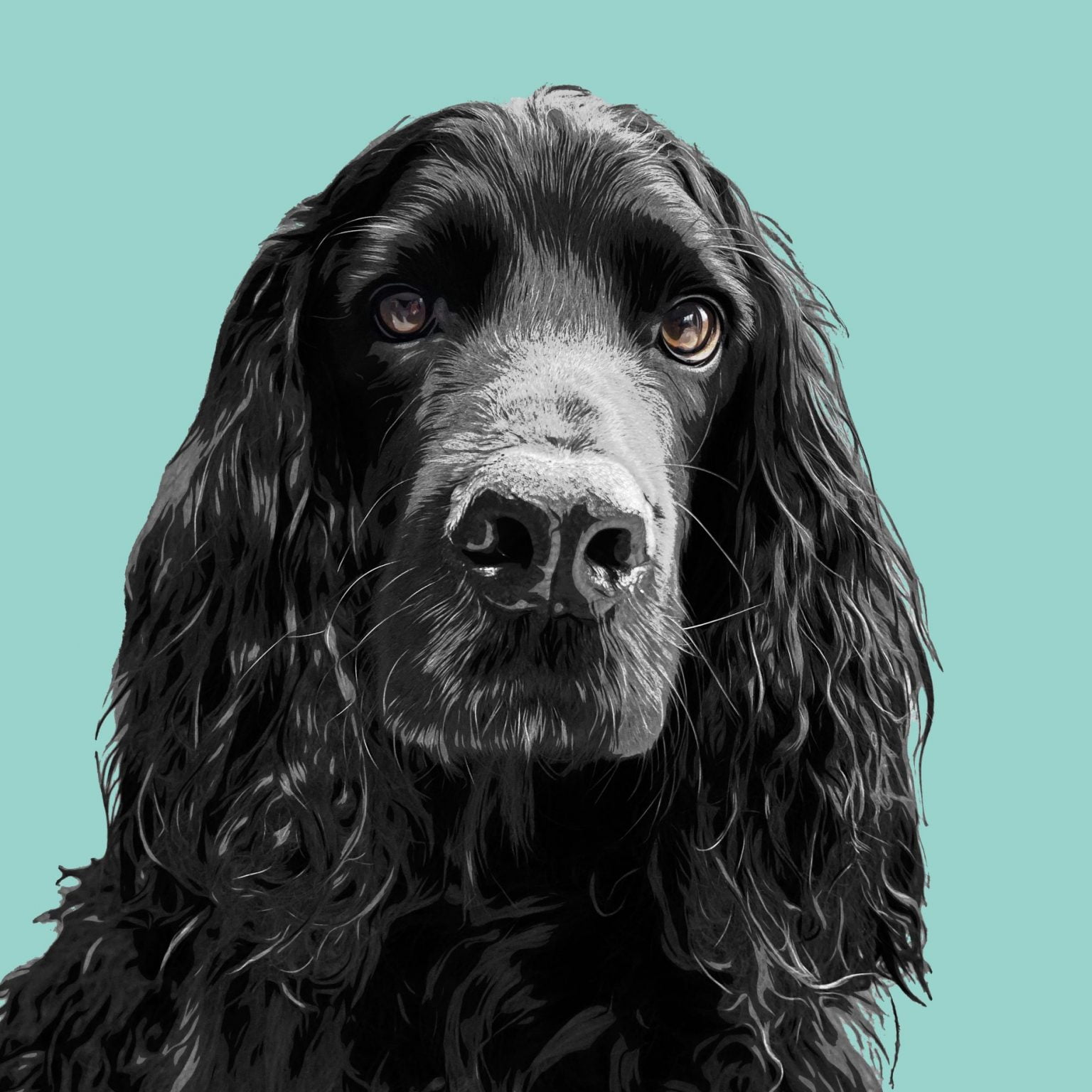 modern digital dog portrait cocker spaniel