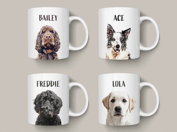 custom dog portrait mug examples