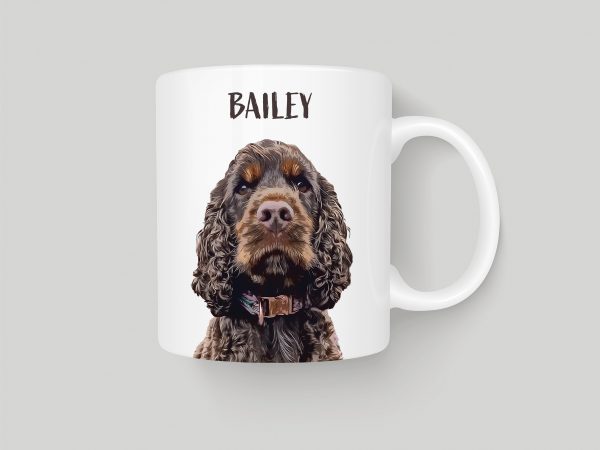 Custom Pet Portrait Mug with cocker spaniel