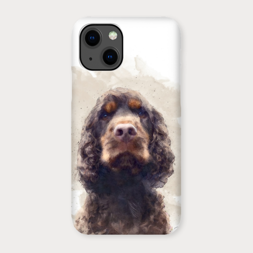 personalised mobile phone case with digital watercolour dog portrait