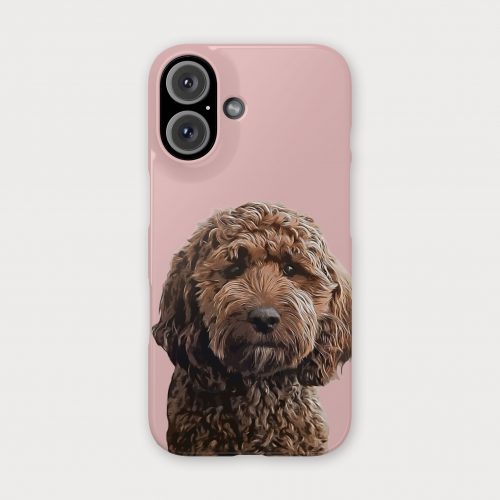 pet portrait iphone 16 case with cockapoo dog example